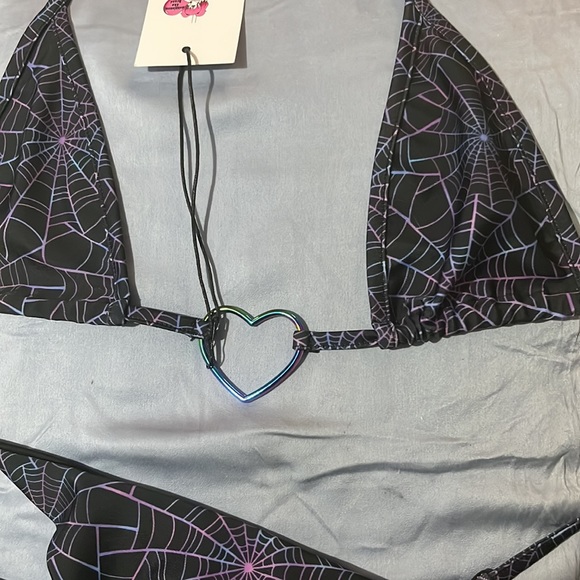 NWT spiderweb bikini blue size medium exotic dance pool beach - Picture 3 of 4